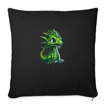 Bébé dragon, mignon, heureux, souriant - Housse de coussin décorative 45 x 45 cm - noir - Devant