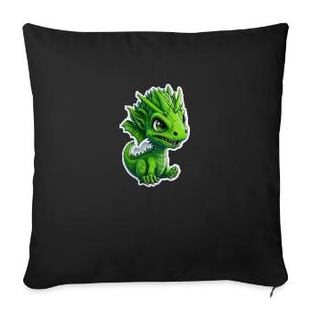 Bébé dragon, mignon, heureux, souriant - Housse de coussin décorative 45 x 45 cm - noir - Devant