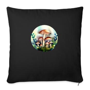 Mushrooms in the forest Mushrooming - Sofa pillowcase 17,3'' x 17,3'' (45 x 45 cm) - black - Front