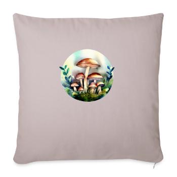 Pilze im Wald Pilze sammeln - Sofakissenbezug 45 x 45 cm - helles Taupe - Vorne