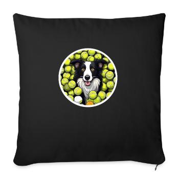 Funny Border Collie - Tennis Balls - Sofa pillowcase 17,3'' x 17,3'' (45 x 45 cm) - black - Front