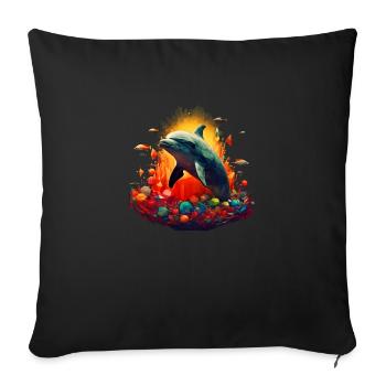 The dolphin jumps out of its element - Sofa pillowcase 17,3'' x 17,3'' (45 x 45 cm) - black - Front