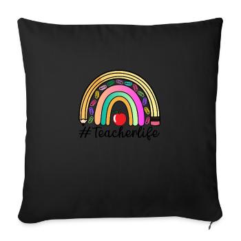 Vie enseignante, Enseignant Arc-en-ciel, Merci, Amour - Housse de coussin décorative 45 x 45 cm - noir - Devant