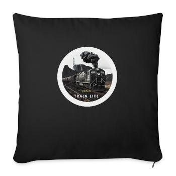 Train Life : Histoire ferroviaire - Housse de coussin décorative 45 x 45 cm - noir - Devant