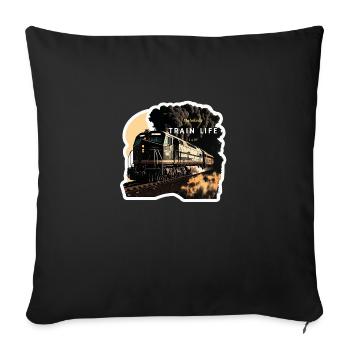 Train Life : Passionné de trains - Housse de coussin décorative 45 x 45 cm - noir - Devant