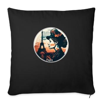 Paris La ville de l'amour - Housse de coussin décorative 45 x 45 cm - noir - Devant