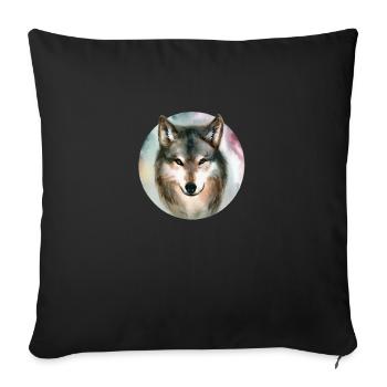 a little wolf and a little dog - Sofa pillowcase 17,3'' x 17,3'' (45 x 45 cm) - black - Front