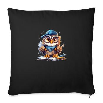 The Wise Owl Trademark - Sofa pillowcase 17,3'' x 17,3'' (45 x 45 cm) - black - Front