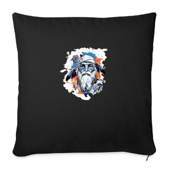 Papy motard siou - Housse de coussin décorative 45 x 45 cm - noir - Devant