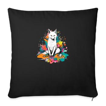 Low the wolf dog - Sofa pillowcase 17,3'' x 17,3'' (45 x 45 cm) - black - Front