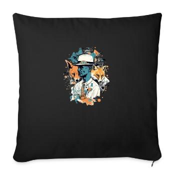 Passion for foxes - Sofa pillowcase 17,3'' x 17,3'' (45 x 45 cm) - black - Front
