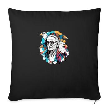 Grandpa Siou Eagle - Sofa pillowcase 17,3'' x 17,3'' (45 x 45 cm) - black - Front