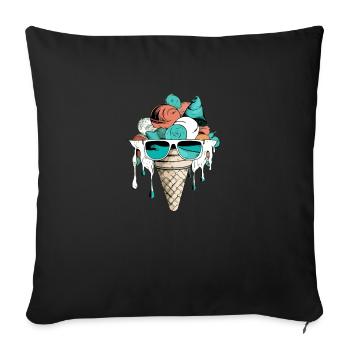 Glace fraise menthe vanille - Housse de coussin décorative 45 x 45 cm - noir - Devant