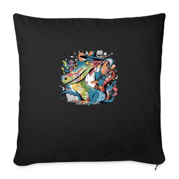 Izidi the alligator - Sofa pillowcase 17,3'' x 17,3'' (45 x 45 cm) - black - Front