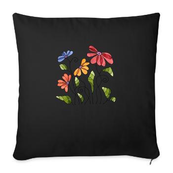 Blumen - Sofakissenbezug 45 x 45 cm - Schwarz - Vorne