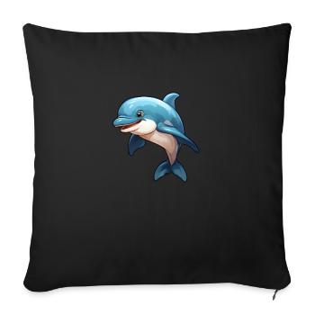 Small, cute dolphin in comic style - Sofa pillowcase 17,3'' x 17,3'' (45 x 45 cm) - black - Front