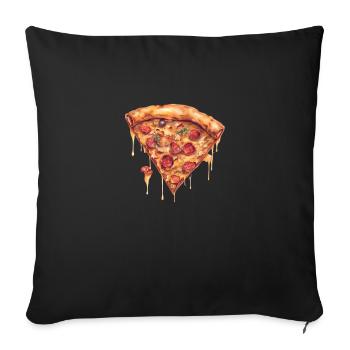 Pizza Passion: une tranche alléchante! - Housse de coussin décorative 45 x 45 cm - noir - Devant