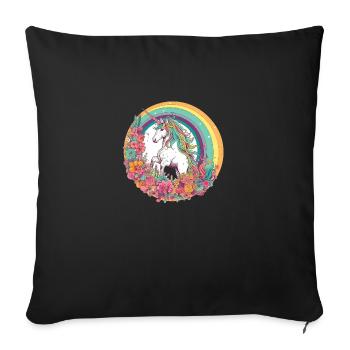 Enchanted Rainbow: Magical Unicorn - Sofa pillowcase 17,3'' x 17,3'' (45 x 45 cm) - black - Front