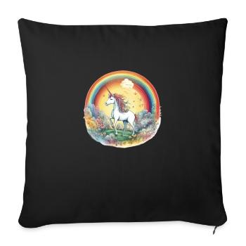 Enchanted Rainbow: Magical Unicorn - Sofa pillowcase 17,3'' x 17,3'' (45 x 45 cm) - black - Front