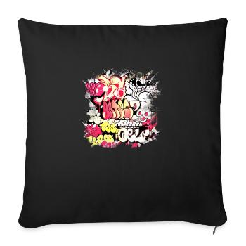 Graffiti-Stil Splash Hip Hop Farben Maler Farbe - Sofakissenbezug 45 x 45 cm - Schwarz - Vorne