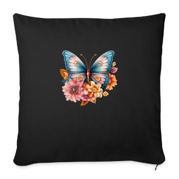 beautiful, imaginatively drawn butterfly - Sofa pillowcase 17,3'' x 17,3'' (45 x 45 cm) - black - Front