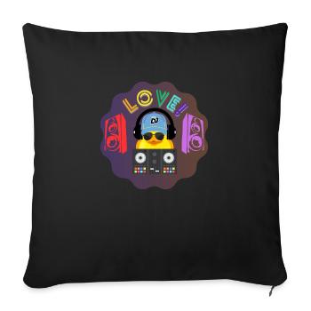 Love DJ Duck - Sofakissenbezug 45 x 45 cm - Schwarz - Vorne