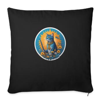 The summer guardian blue cat - Sofa pillowcase 17,3'' x 17,3'' (45 x 45 cm) - black - Front