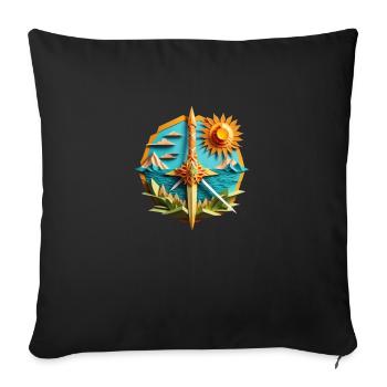 Summer beach origami sword - Sofa pillowcase 17,3'' x 17,3'' (45 x 45 cm) - black - Front
