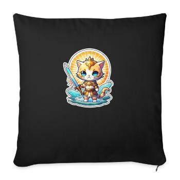 cute kitty swordscat of beach of summer - Sofa pillowcase 17,3'' x 17,3'' (45 x 45 cm) - black - Front