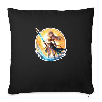 Cat girl of the summer beach, fusion with a sword - Sofa pillowcase 17,3'' x 17,3'' (45 x 45 cm) - black - Front