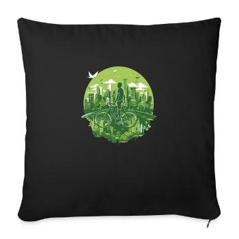 Cycliste urbain : pédaler sur des villes respectueuses de l’environnement - Housse de coussin décorative 45 x 45 cm - noir - Devant