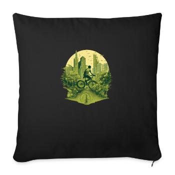 Cycliste urbain : pédaler sur des villes respectueuses de l’environnement - Housse de coussin décorative 45 x 45 cm - noir - Devant