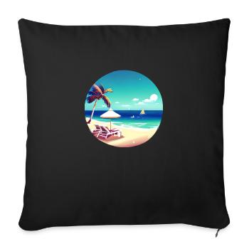 Vacances d’été Palm Beach Palm Islands Island Sun - Housse de coussin décorative 45 x 45 cm - noir - Devant