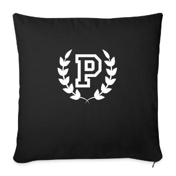Lettre p sport - Housse de coussin décorative 45 x 45 cm - noir - Devant