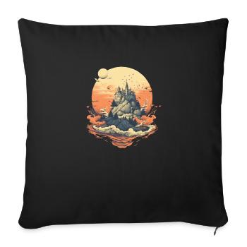 Mysterious castle on top of a mountain - Sofa pillowcase 17,3'' x 17,3'' (45 x 45 cm) - black - Front