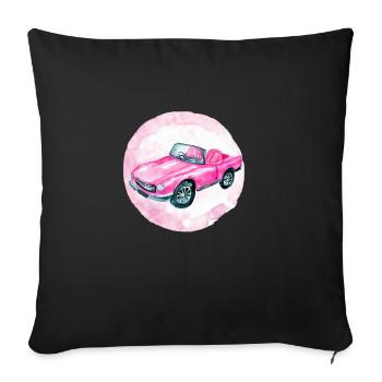 Mignonne mignonne dames jouet voiture rose - Housse de coussin décorative 45 x 45 cm - noir - Devant