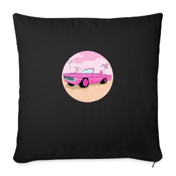 Pink sports car in the desert - Sofa pillowcase 17,3'' x 17,3'' (45 x 45 cm) - black - Front