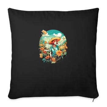 Marie en vacances - Housse de coussin décorative 45 x 45 cm - noir - Devant