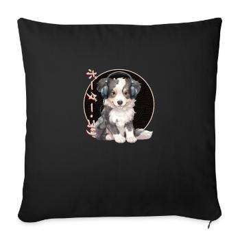 Japanese Music Puppy Dog - Sofa pillowcase 17,3'' x 17,3'' (45 x 45 cm) - black - Front