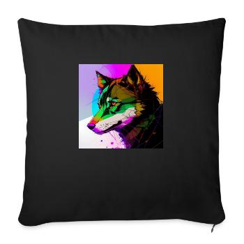 Un loup multicolore - Housse de coussin décorative 45 x 45 cm - noir - Devant