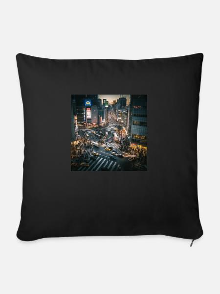 Tokio bei Nacht - Sofakissenbezug 45 x 45 cm - Schwarz