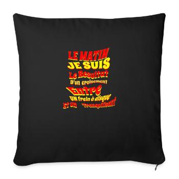 Le matin je suis...Tee shirt humour - Housse de coussin décorative 45 x 45 cm - noir - Devant