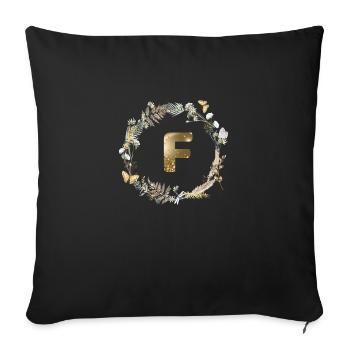 F Monogram Glitter Boho Wreath - Sofa pillowcase 17,3'' x 17,3'' (45 x 45 cm) - black - Front