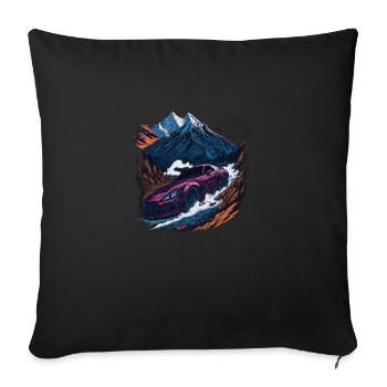 Voitures de course en montagne - Housse de coussin décorative 45 x 45 cm - noir - Devant
