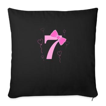 7e anniversaire fille - Housse de coussin décorative 45 x 45 cm - noir - Devant