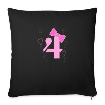 Kind zum 4. Geburtstag - Sofakissenbezug 45 x 45 cm - Schwarz - Vorne