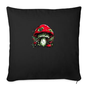 Amour des champignons - Housse de coussin décorative 45 x 45 cm - noir - Devant