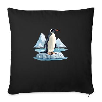 Penguins are endangered - Sofa pillowcase 17,3'' x 17,3'' (45 x 45 cm) - black - Front