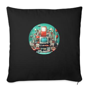 Vintage Gamer Style T-Shirt - Gaming mit Spaß - Sofakissenbezug 45 x 45 cm - Schwarz - Vorne