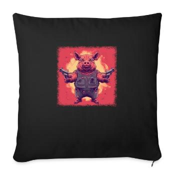 animal shelter boar guinea pig pig cannabis vegan - Sofakissenbezug 45 x 45 cm - Schwarz - Vorne
